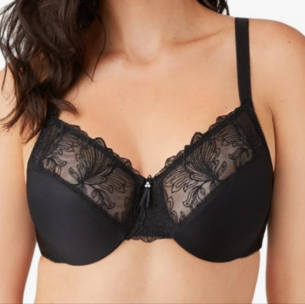 Wacoal Slim Silhouette Minimizer Bra Black Lace Detail Bra Size 40D New